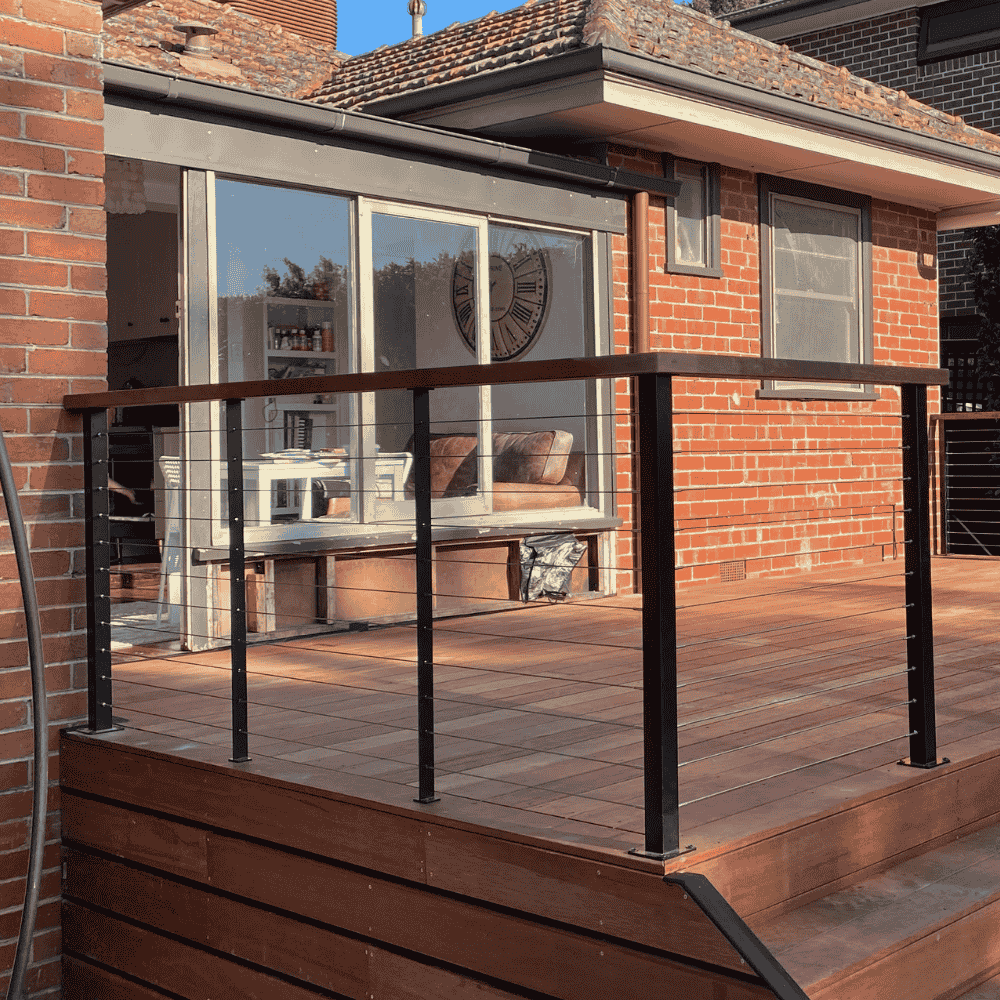 Flat Bar 40 x 5mm Intermediate Post 960mm with 11 holes Black Powder Coated Matte Finish (Stainless Steel 316)