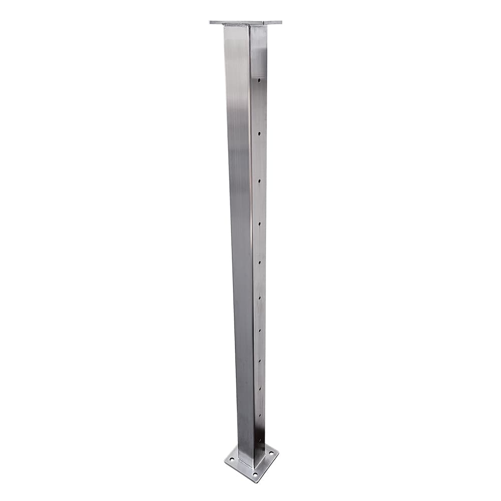 Post Standard Square 2" x 2.8mm Middle Intermediate suits Flat Handrail Matte Satin AISI 316 with 11 RHT holes